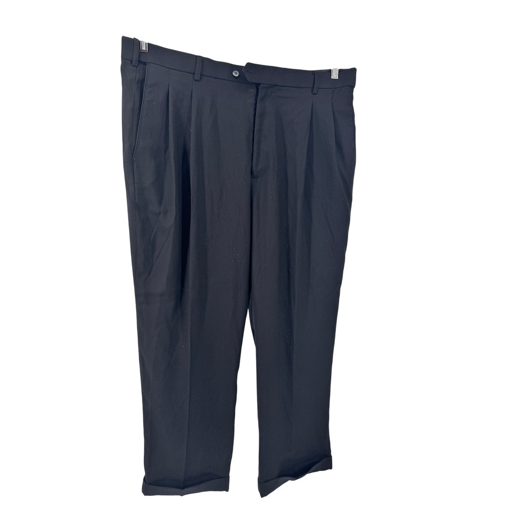 MAZARI Pants 42x30 New Black‎ Pleated Comfort Extender Dress Pants Style RM100